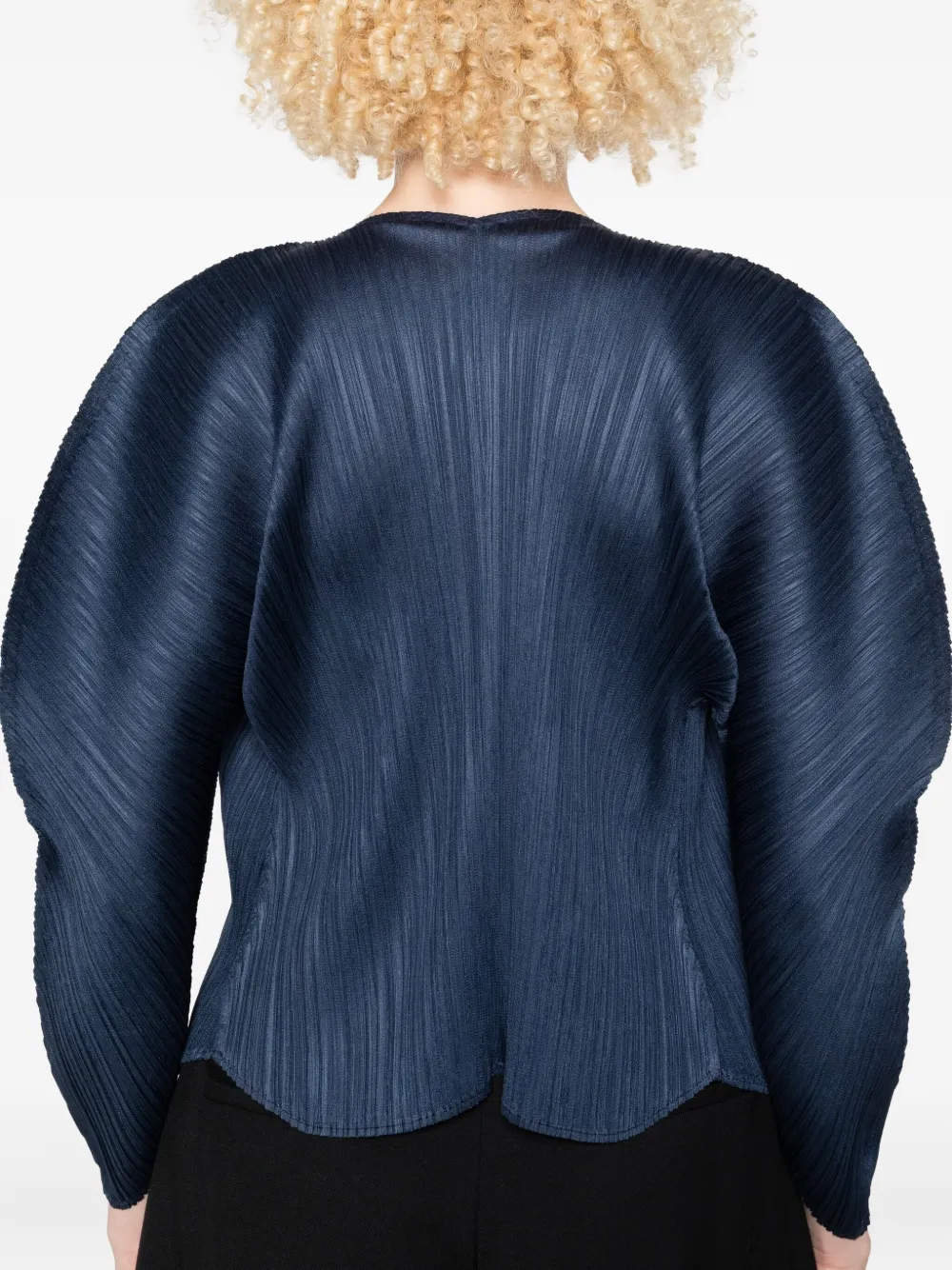 Issey Miyake Pleated Jacket In Blue