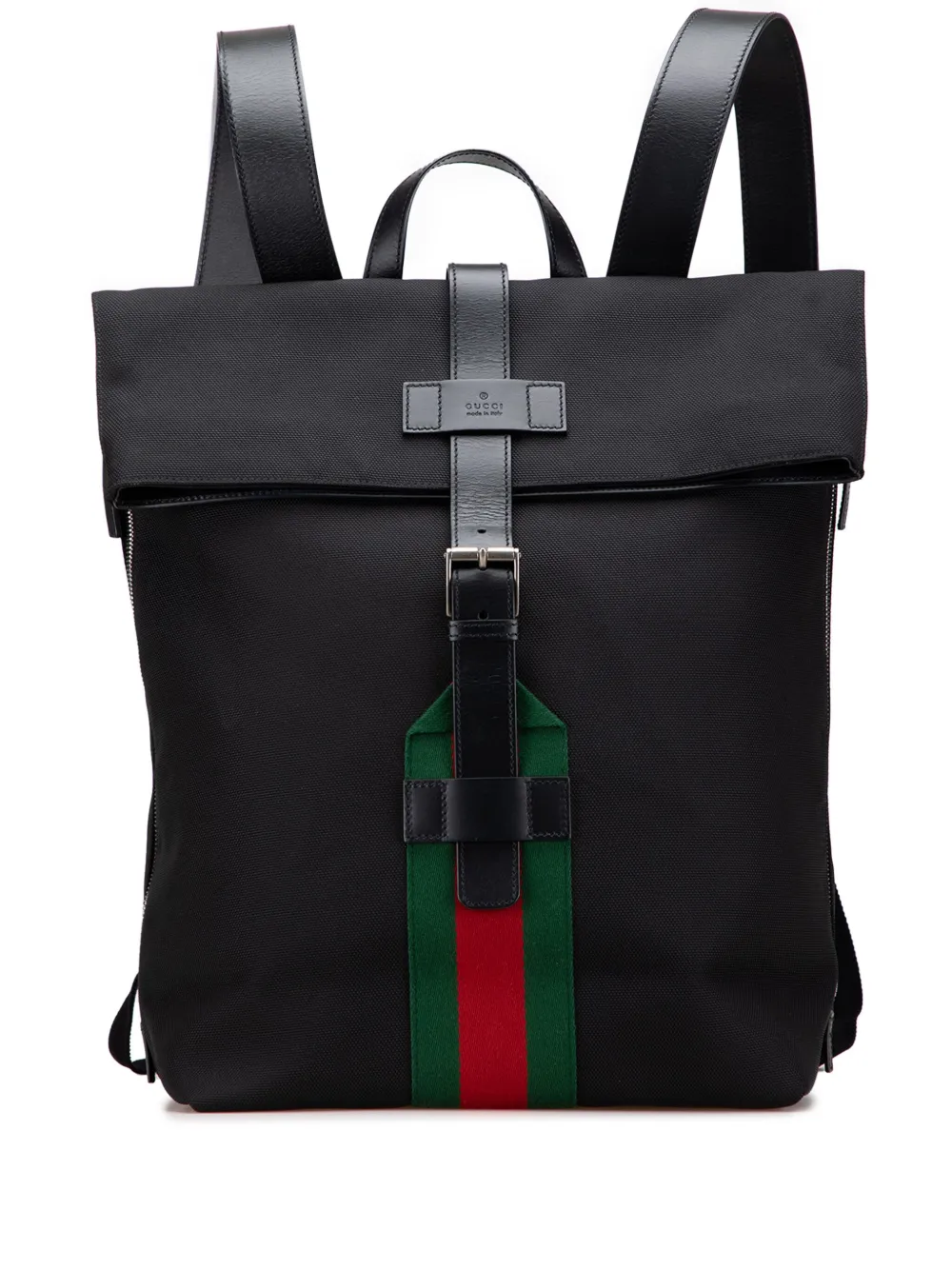 Pre-owned Gucci 2000-2015 Canvas Techno Web Fold Over Backpack In Black