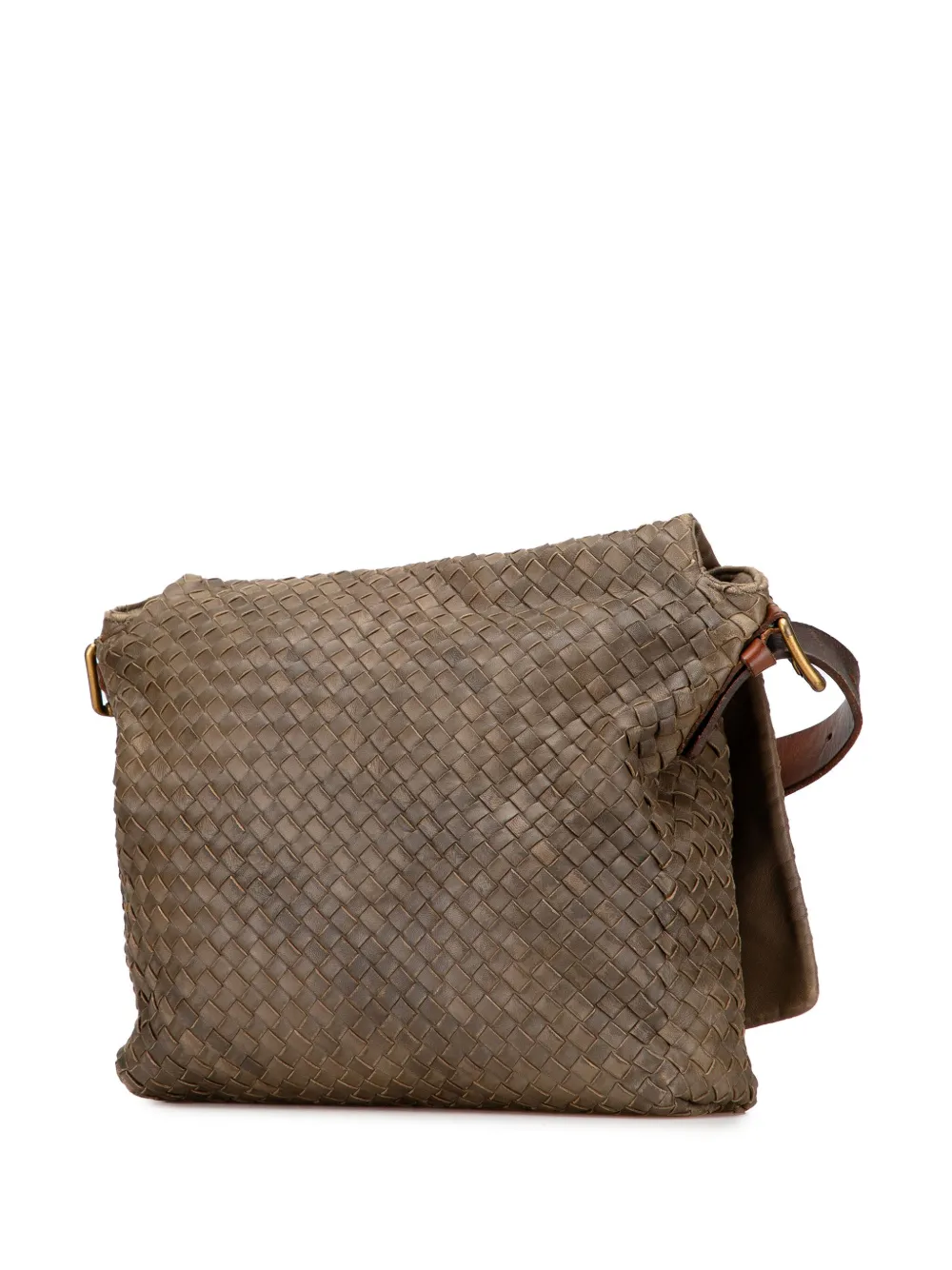 Pre-owned Bottega Veneta 2007 Nappa Intrecciato Messenger Bag Crossbody Bag In Brown