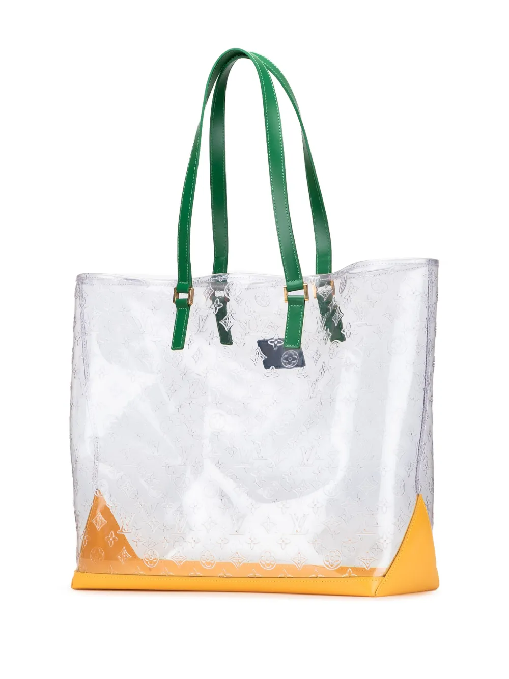 Pre-owned Louis Vuitton 1999 Limited Edition Brazil 500th Anniversary Monogram Vinyl Clear Cabas Tote Bag In White