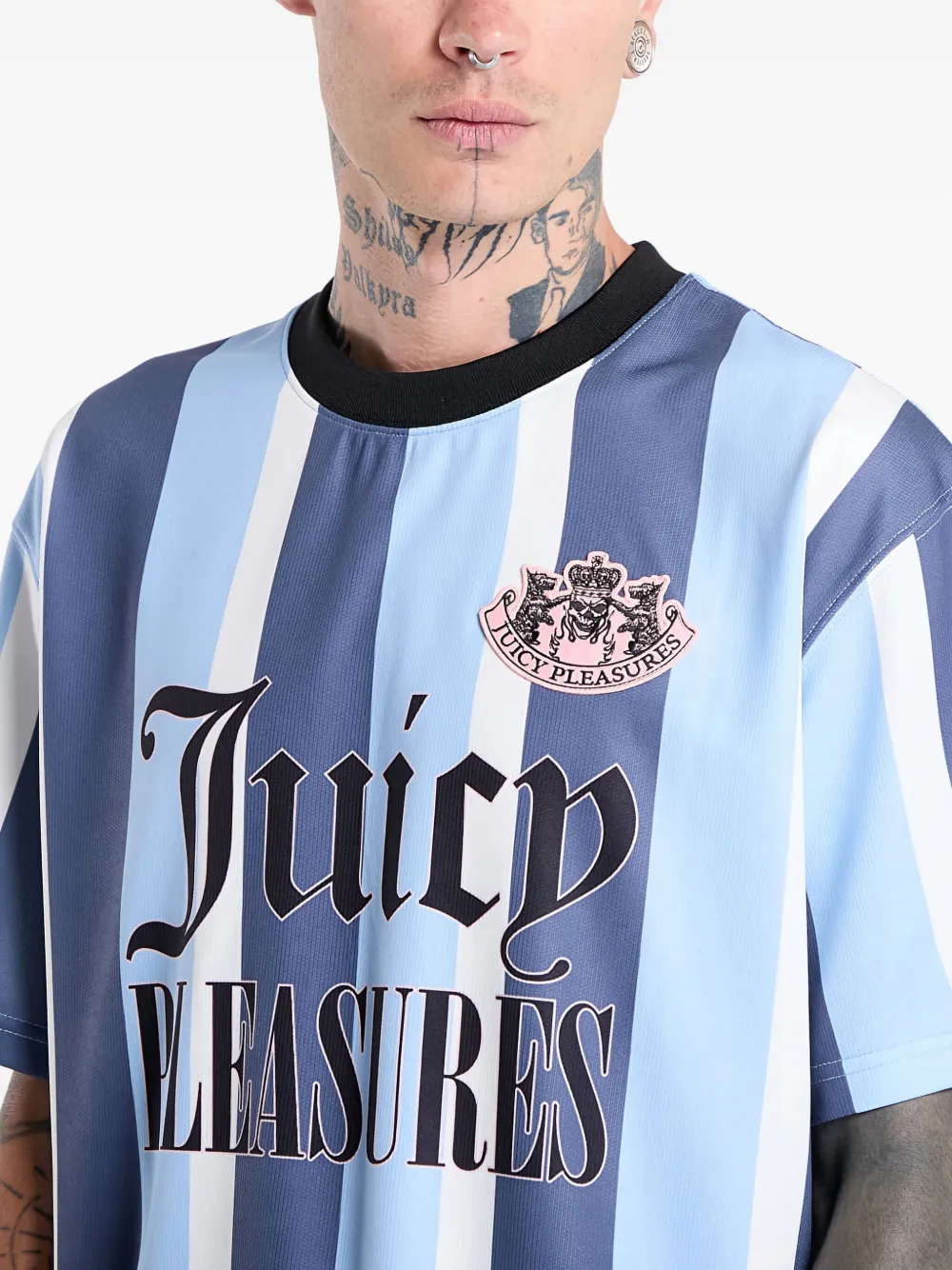 Pleasures Gestreept T-shirt Blauw