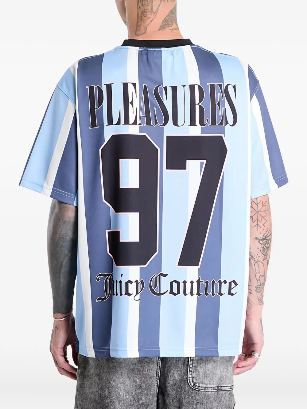 Pleasures Gestreept T-shirt Blauw