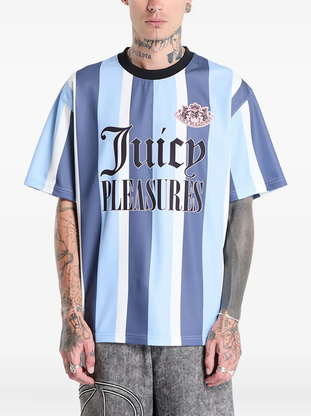 Pleasures Gestreept T-shirt Blauw