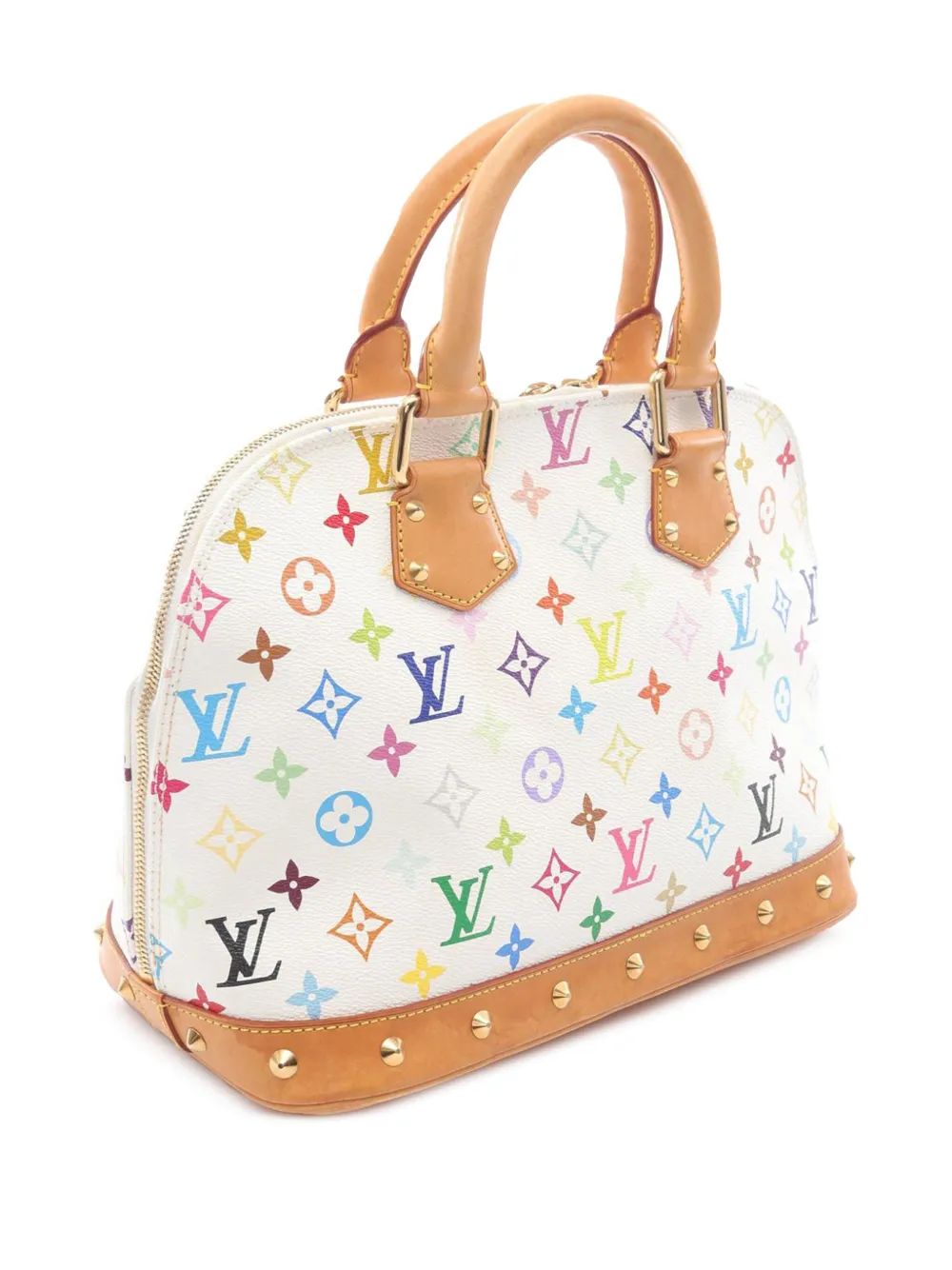 Pre-owned Louis Vuitton 2003 Monogram Multicolore Alma Pm Handbag In White