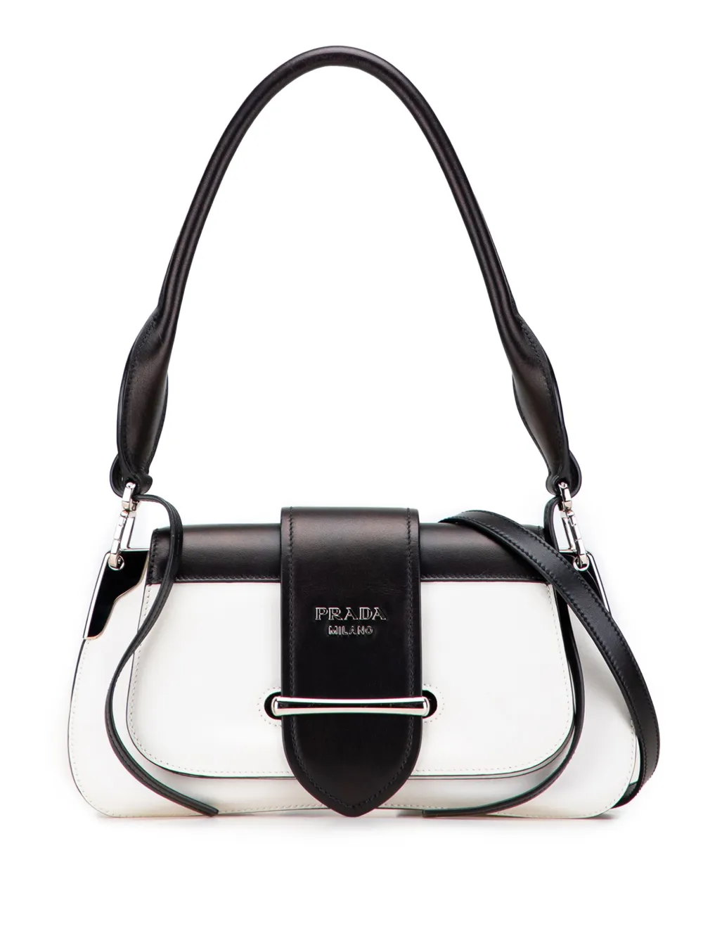 Prada Pre-Owned 2020-2025 Bicolor City Calf Sidonie satchel | White | Image 1