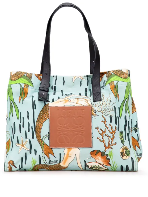 Loewe Pre-Owned 2018 Paulas Ibiza Medium Canvas Mermaid Print tote bag