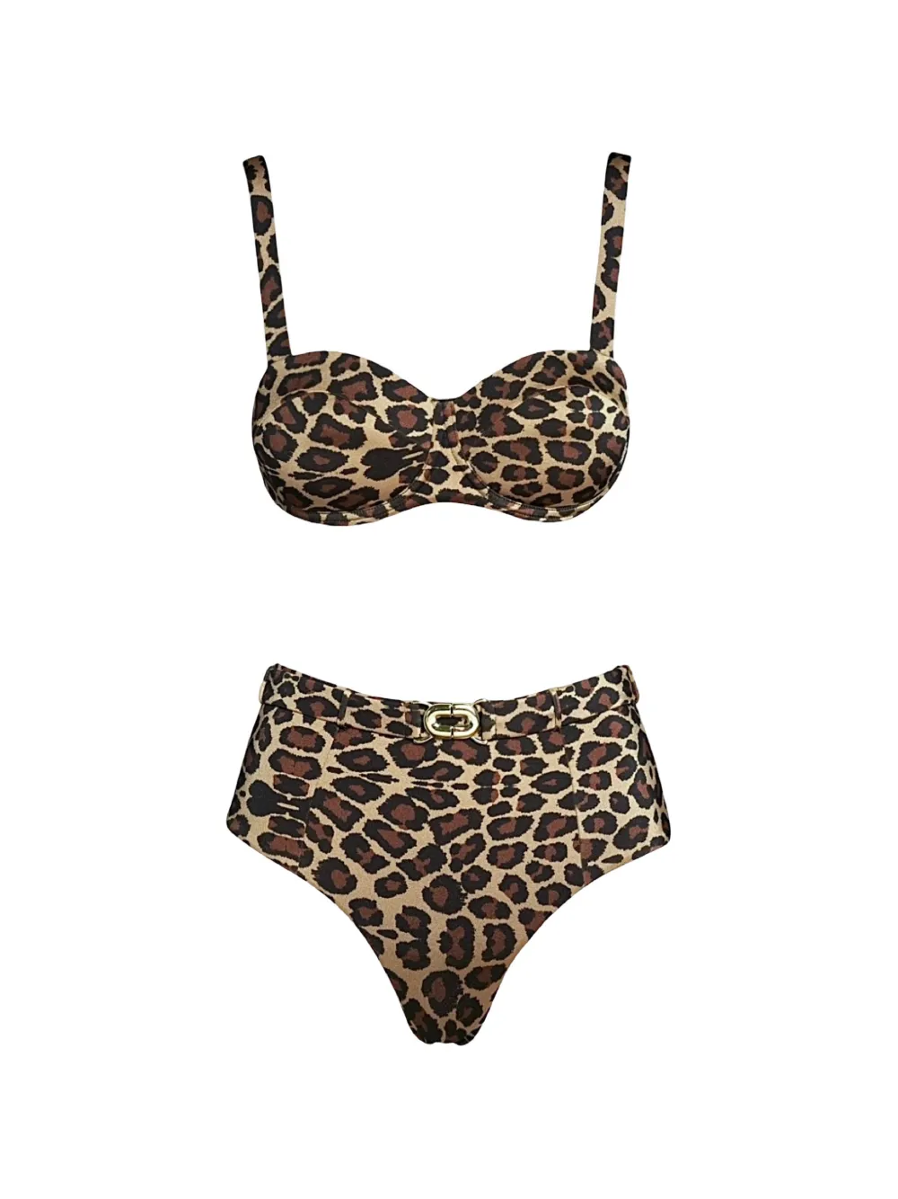 SOFIA ERHAN leopard-print belted bikini - Toni neutri