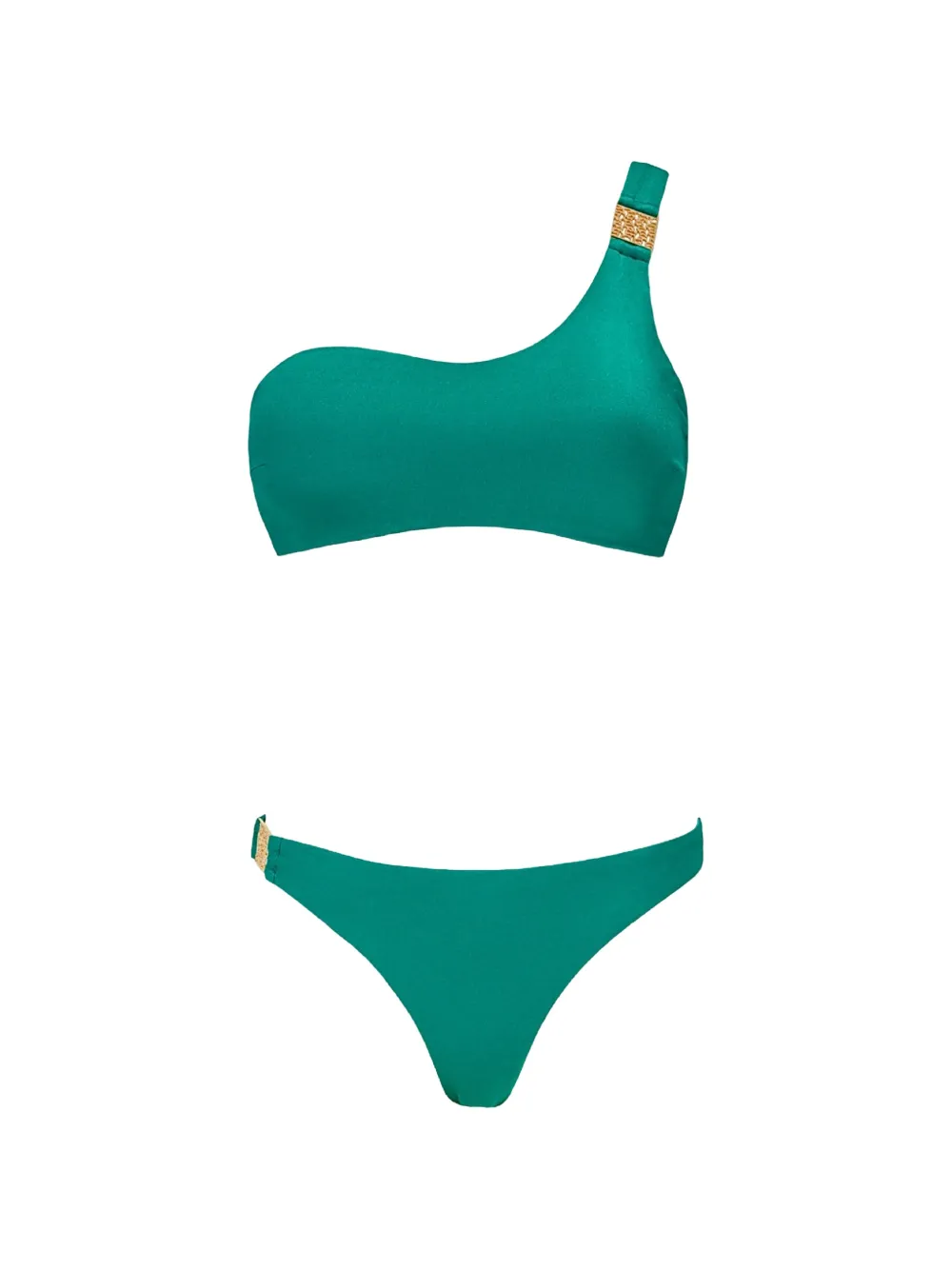 SOFIA ERHAN one-shoulder embellished-detail bikini - Verde