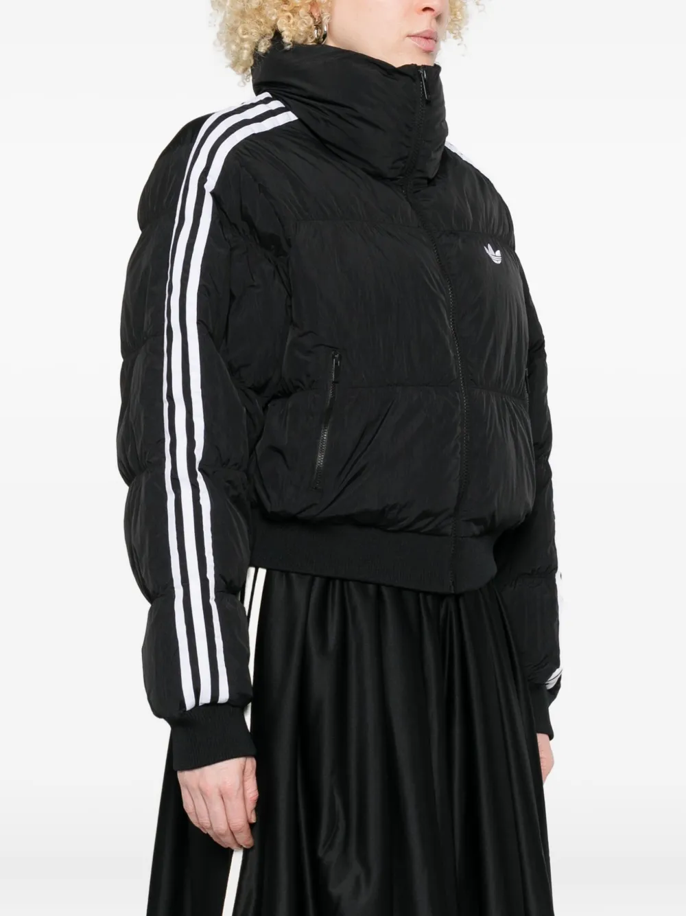 adidas Donsjack met drie strepen en logo Zwart