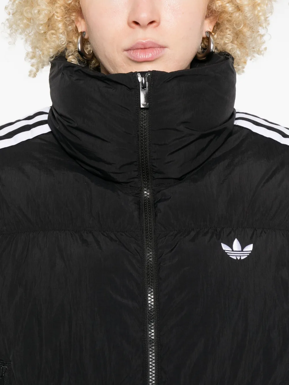 adidas Donsjack met drie strepen en logo Zwart