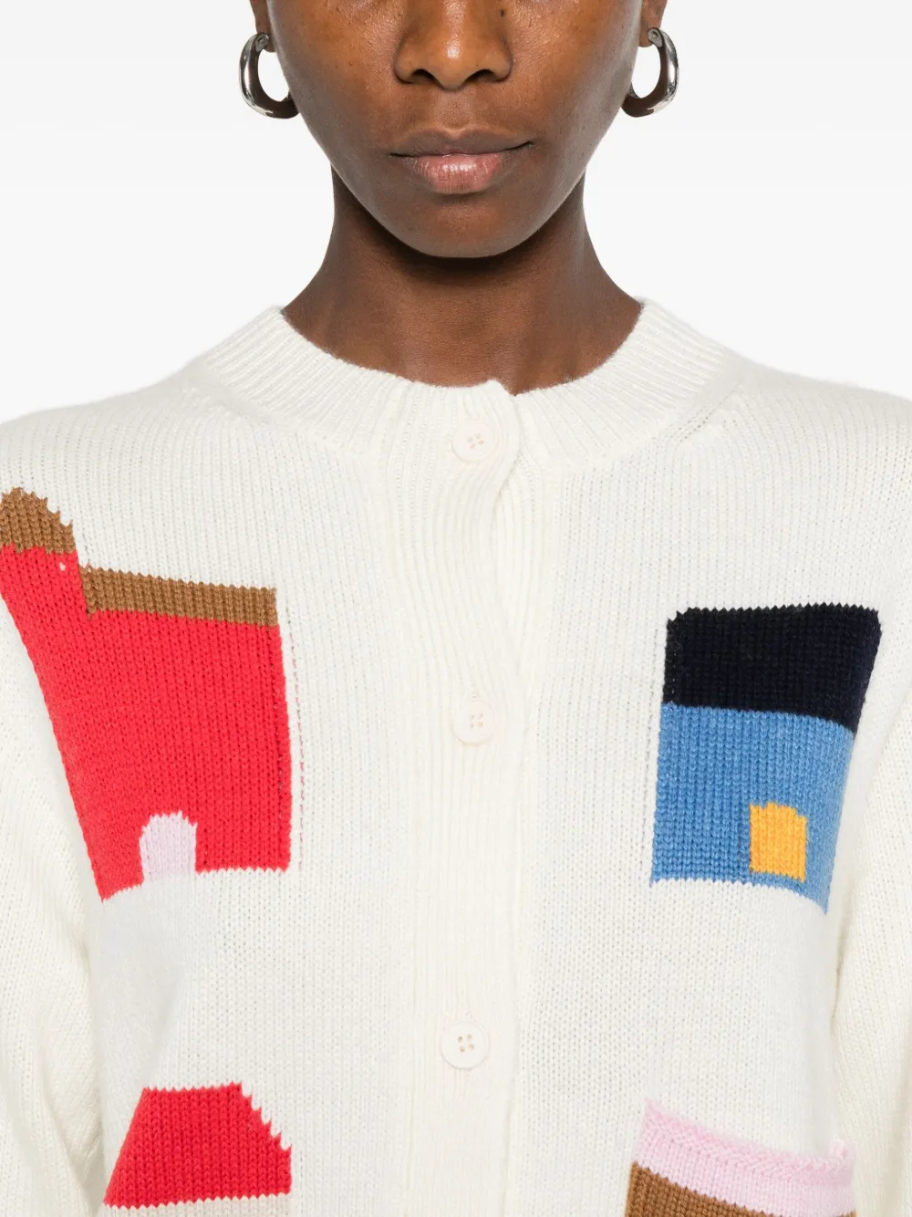 Stine Goya Cropped Pocket Cardigan In White