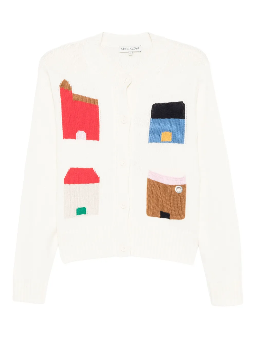Stine Goya house-motif cardigan | White | Image 1