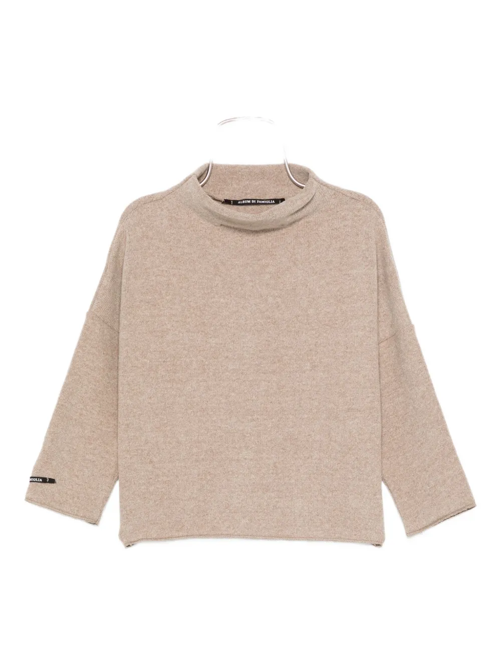 Album Di Famiglia Babies' Mock-neck Long-sleeve Sweater In Neutral