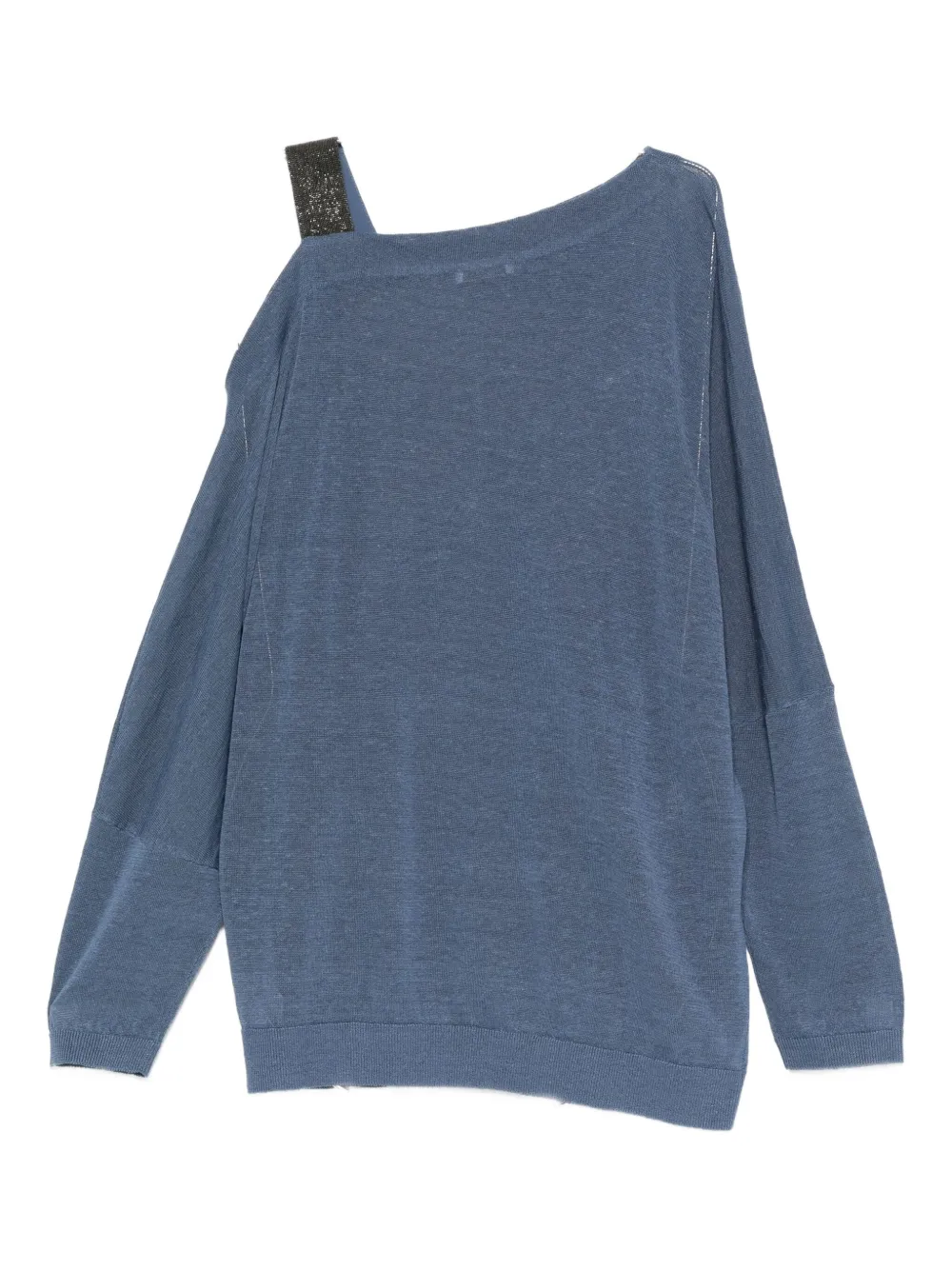 Brunello Cucinelli Asymmetric Knitted Top In Blue