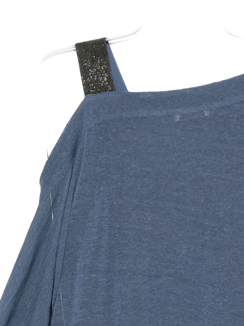 Brunello Cucinelli Asymmetric Knitted Top In Blue