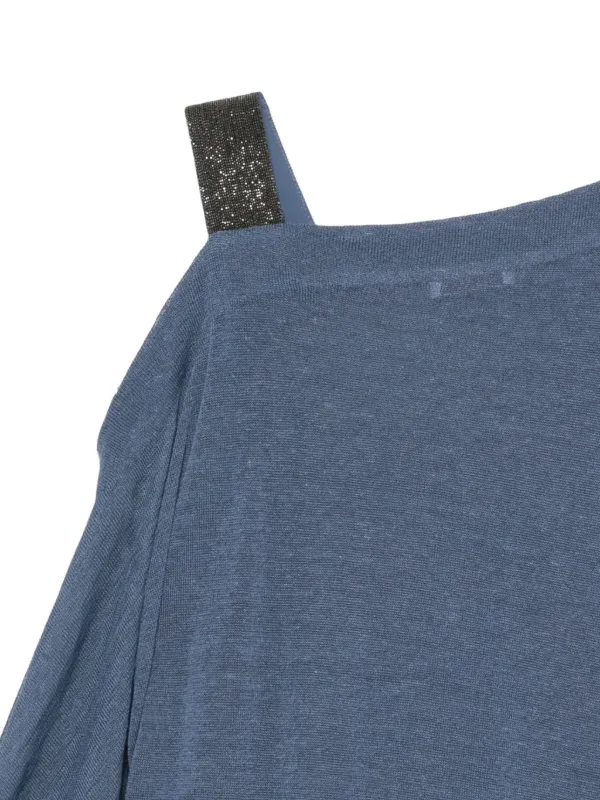 Brunello Cucinelli Asymmetric Knitted Top | Blue | FARFETCH