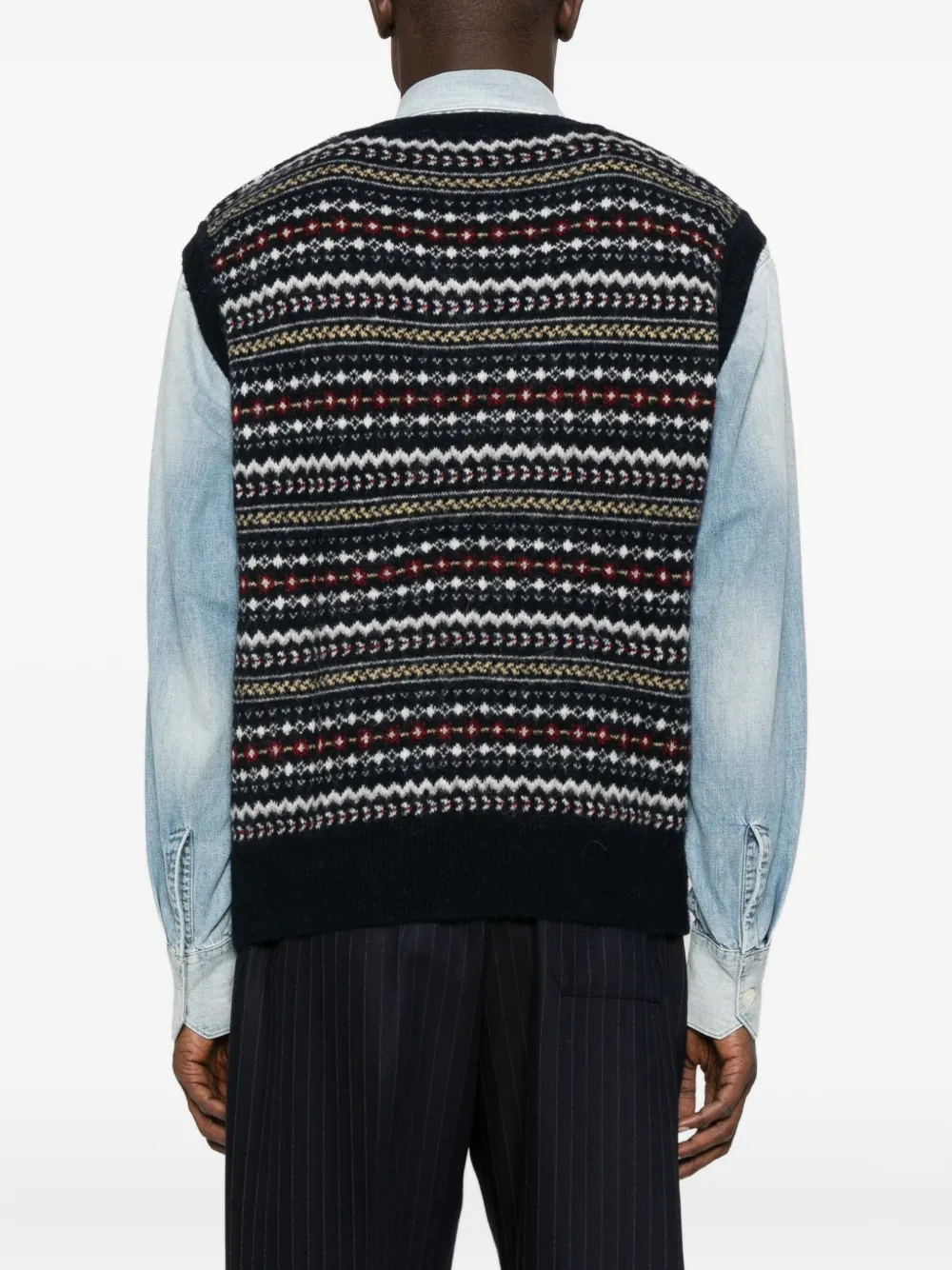Dunst Fairisle-pattern V-neck Sweater In Multi