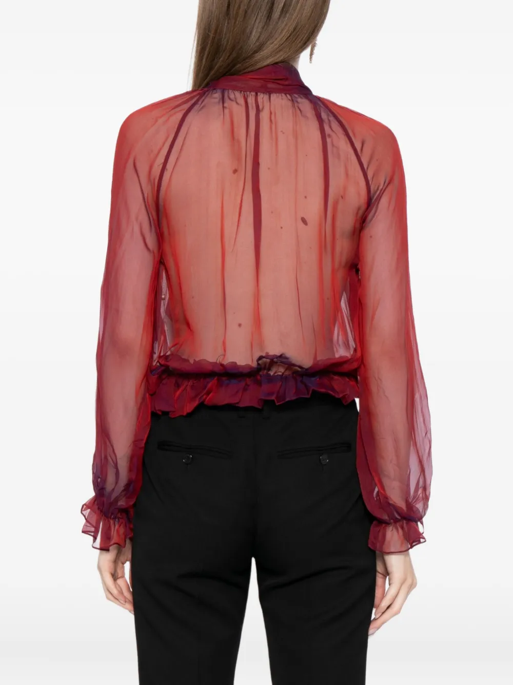 Saiid Kobeisy Chiffon Bow Blouse In Red