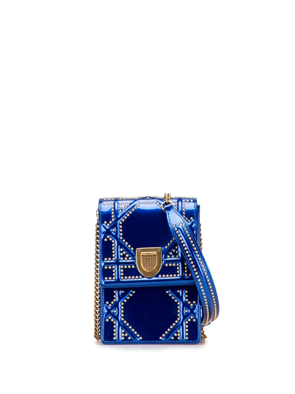 Christian Dior Pre-Owned 2018 スタッズ エナメル ディオラマ バーティカル クラッチ ショルダーバッグ - Christian Dior Pre-Owned 2018 スタッズ エナメル ディオラマ バーティカル クラッチ ショルダーバッグ -