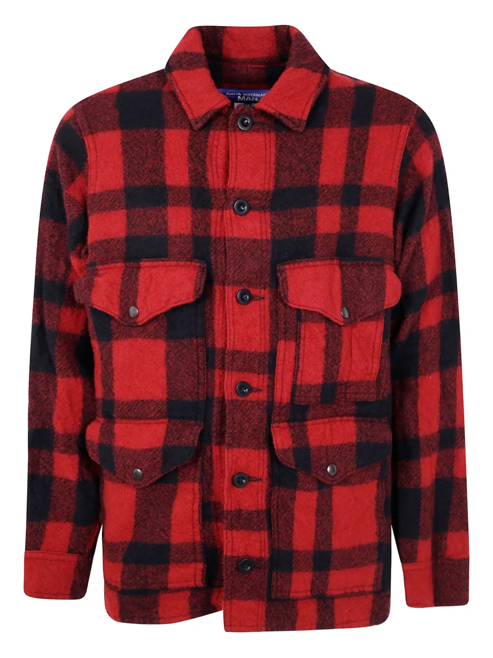 Junya Watanabe Checked Pattern Collared Shirt Jacket In Red