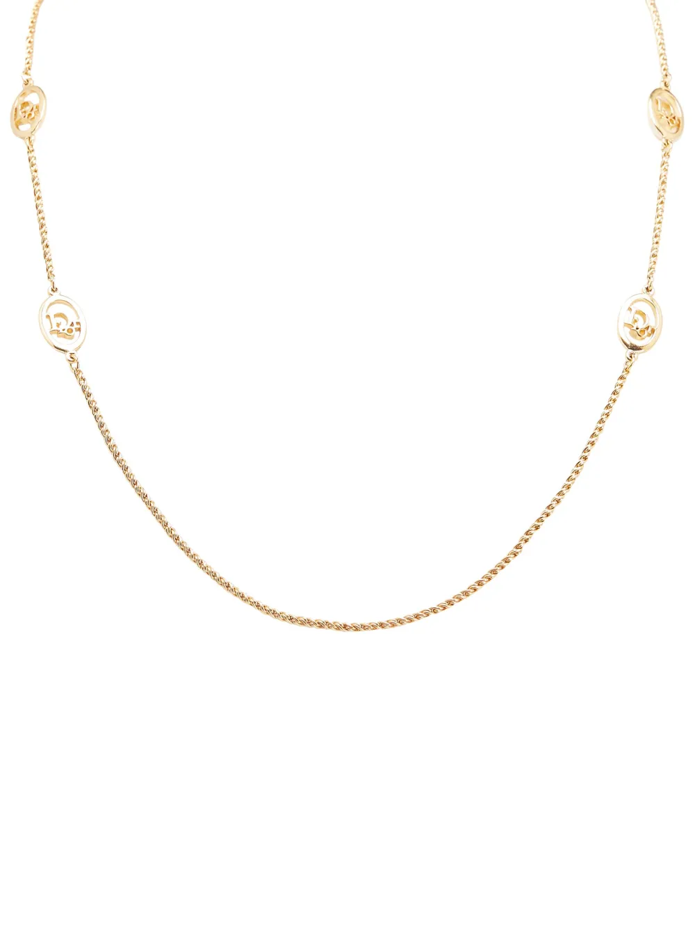 Christian Dior Pre-Owned 20th Century Gold Plated Logo Chain Necklace costume necklace | Gold | Image 1