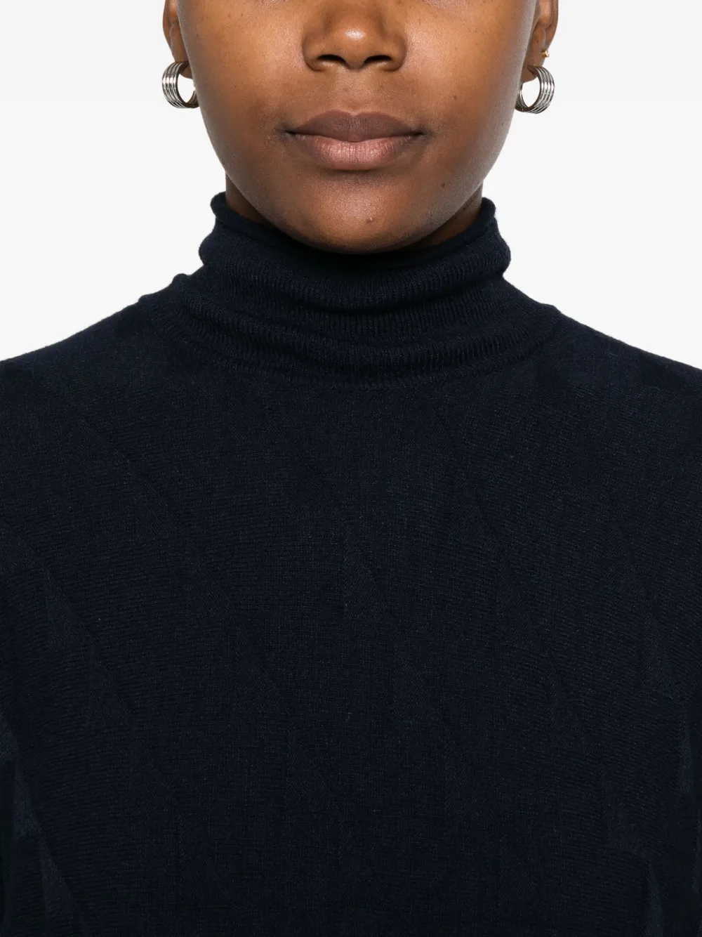 Emporio Armani Cable-knit Turtleneck Sweater In Black