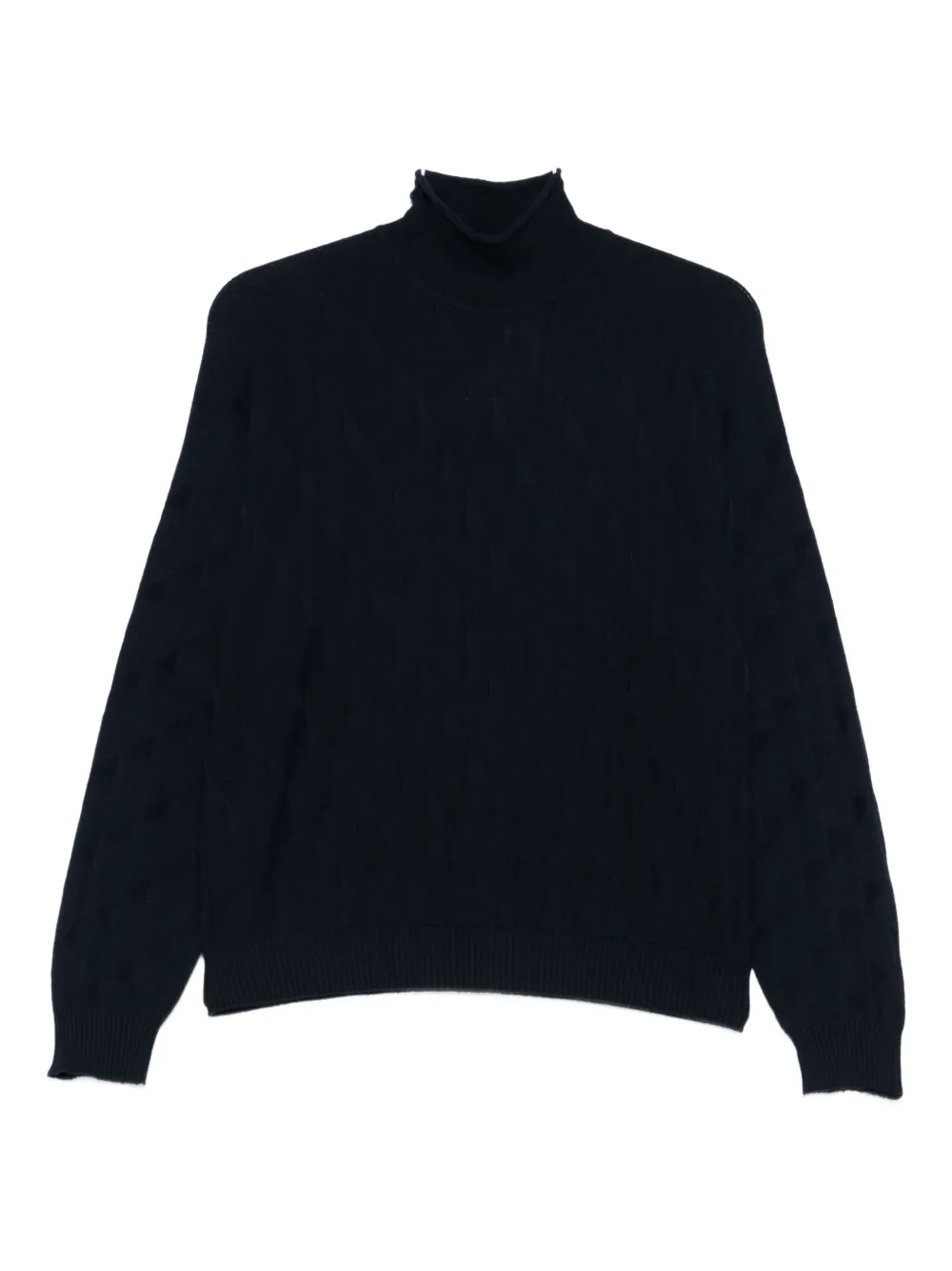Emporio Armani Cable-knit Turtleneck Sweater In Black