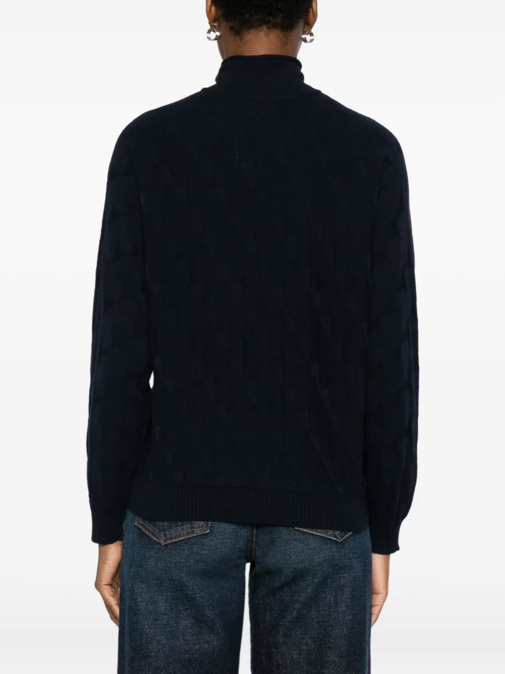 Emporio Armani Cable-knit Turtleneck Sweater In Black
