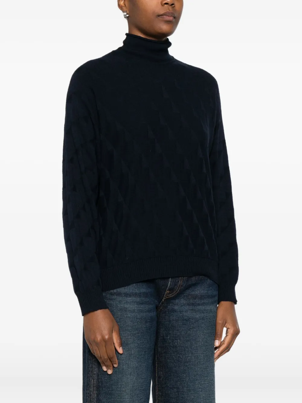 Emporio Armani Cable-knit Turtleneck Sweater In Black