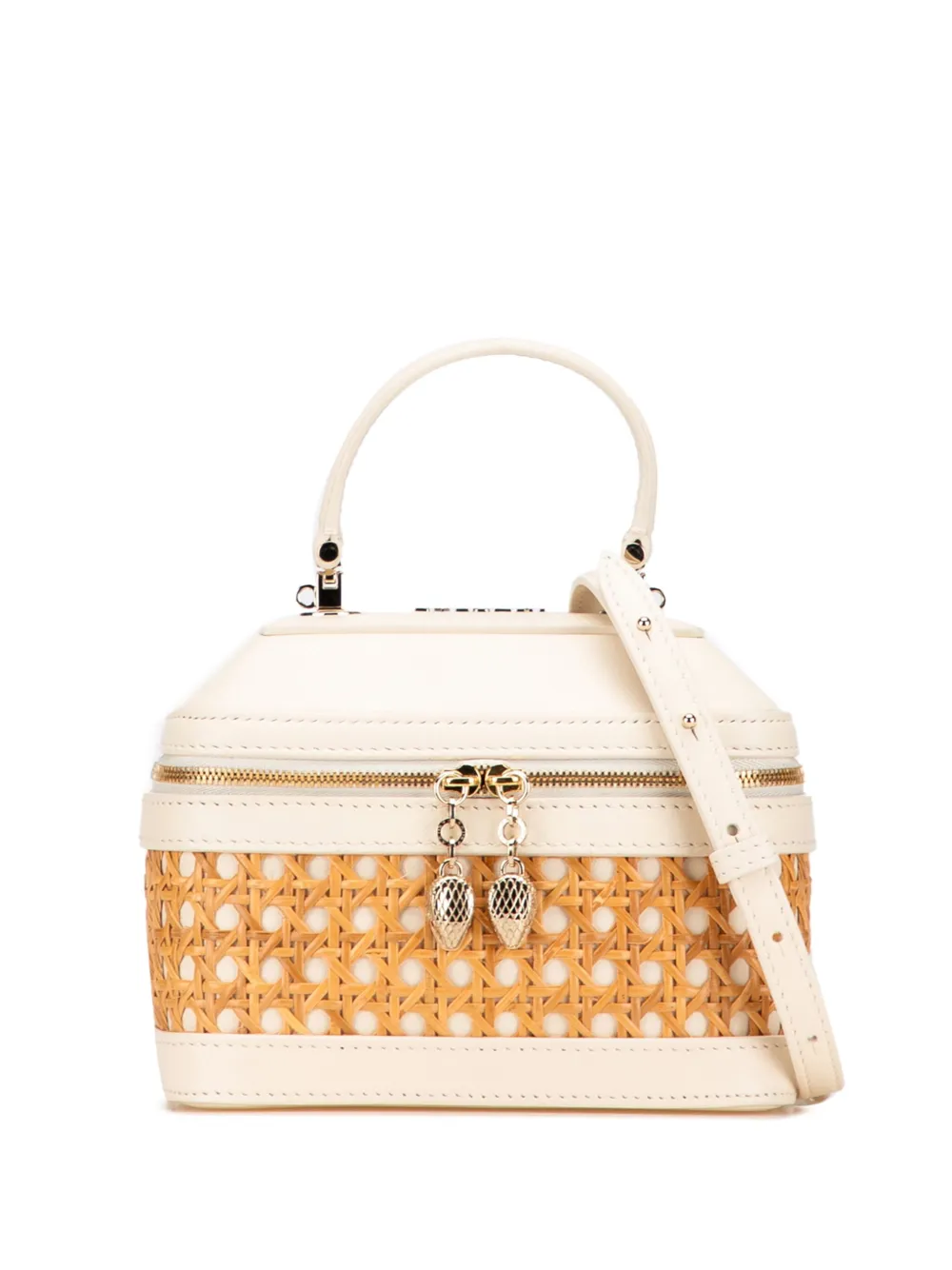Bvlgari Pre-Owned 2010-2025 Vienna Straw and Calfskin Serpenti Forever Vanity Bag satchel | Brown | Image 1