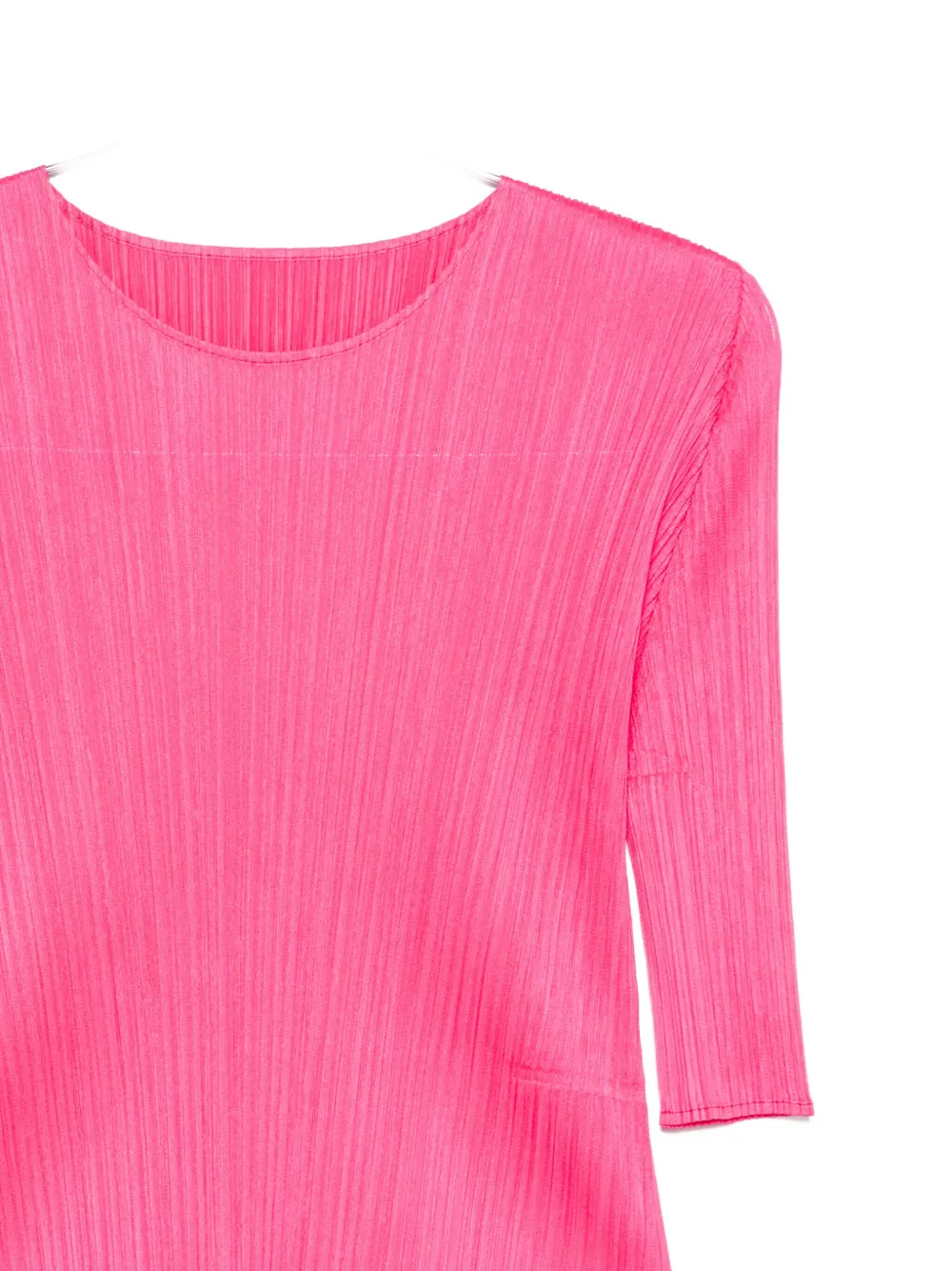 Issey Miyake Pleated Three-quarter Sleeve T-shirt In Pink