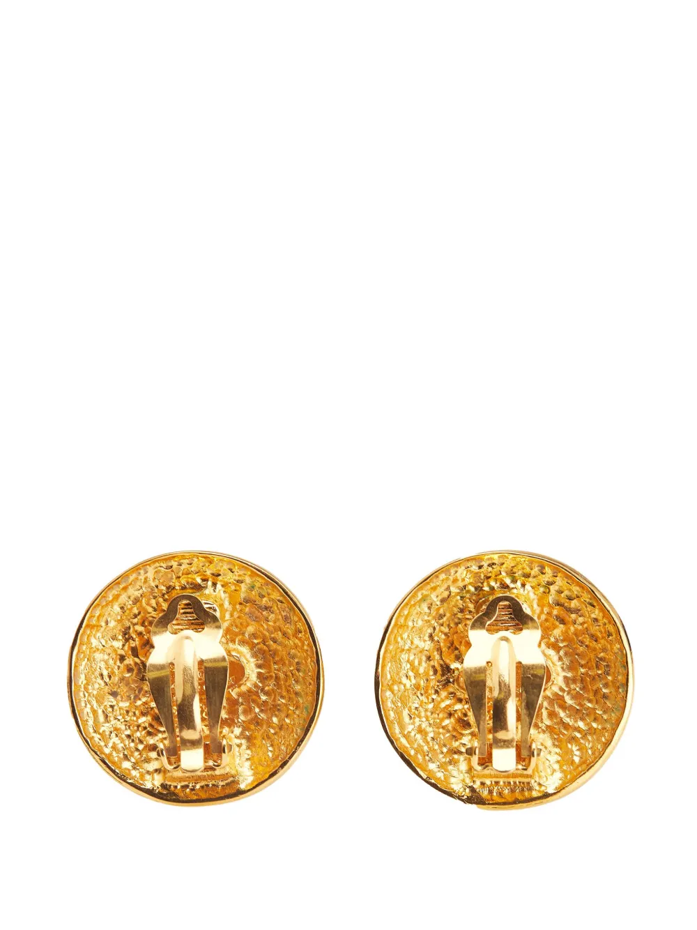 CHANEL Pre-Owned 1970-1980 Gold Plated Camellia Cross Dome Clip On Earrings costume earrings | Image 2