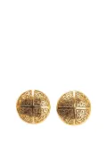 CHANEL Pre-Owned 1970-1980 Gold Plated Camellia Cross Dome Clip On Earrings costume earrings