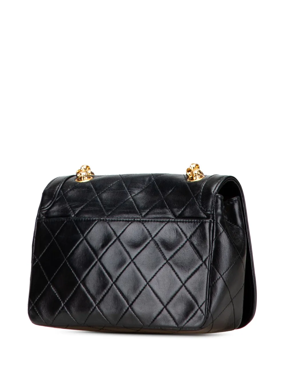Pre-owned Chanel 2014 Cc Quilted Lambskin Bijoux Chain Curved Full Flap Crossbody Bag In Black