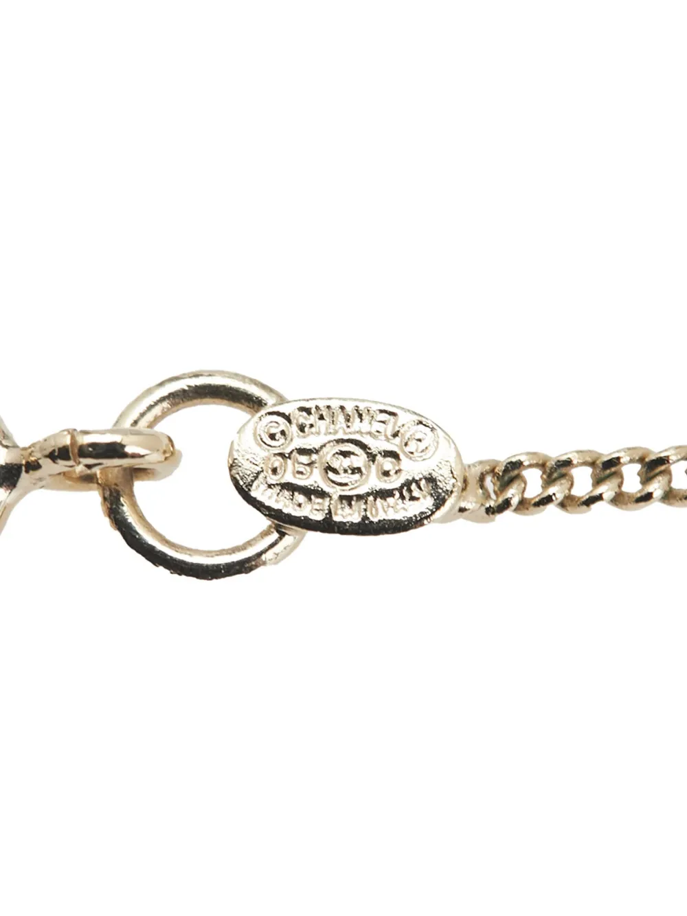 Pre-owned Chanel 2005 Gold Plated Enamel Cc Eiffel Tower Charm Necklace Costume Necklace