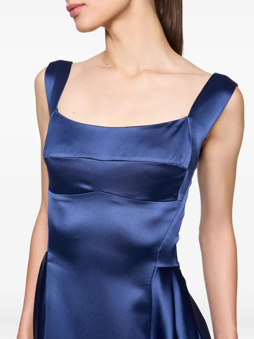 Atu Body Couture Satijnen jurk met vierkante hals Blauw