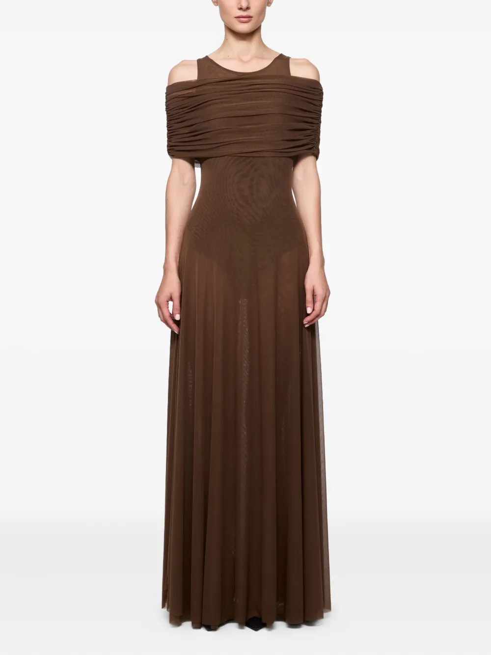 Atu Body Couture off-shoulder maxi dress | Brown | Image 1