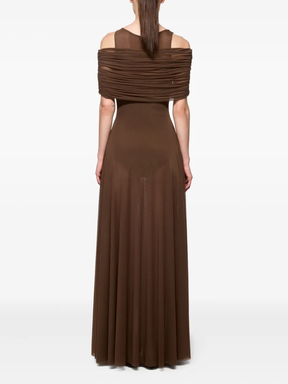 Atu Body Couture Off-shoulder Maxi Dress In Brown