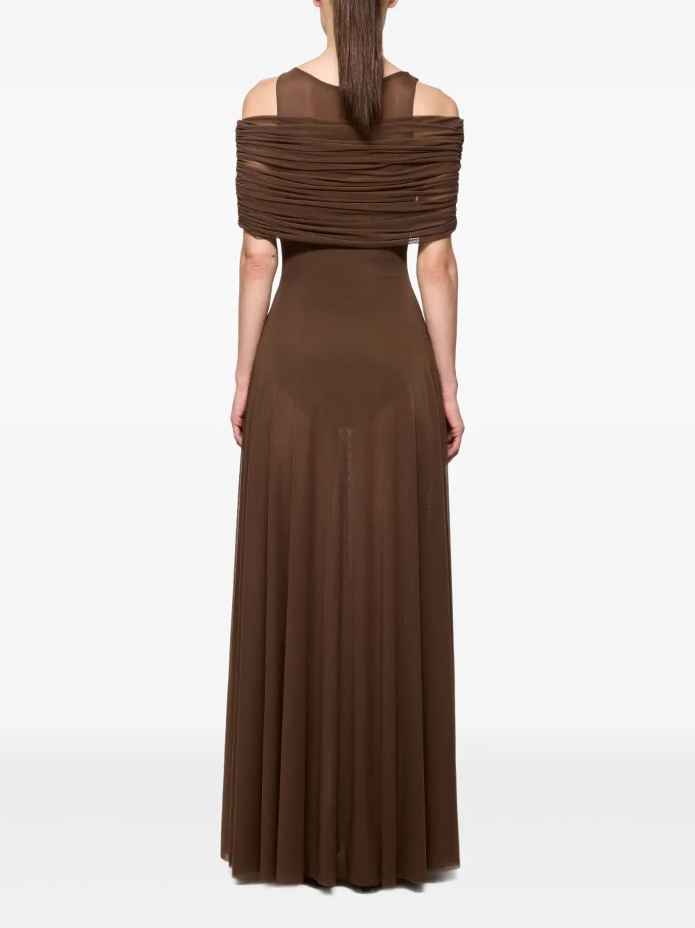 Atu Body Couture Off-shoulder maxi-jurk Bruin