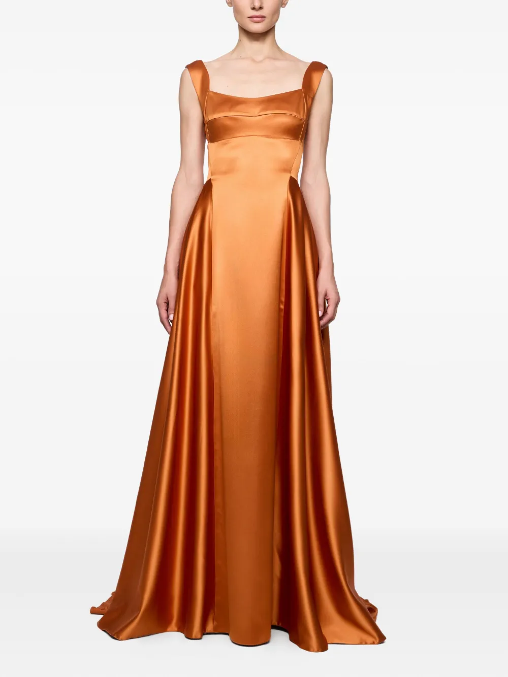 Atu Body Couture square-neck satin dress | Orange | Image 1