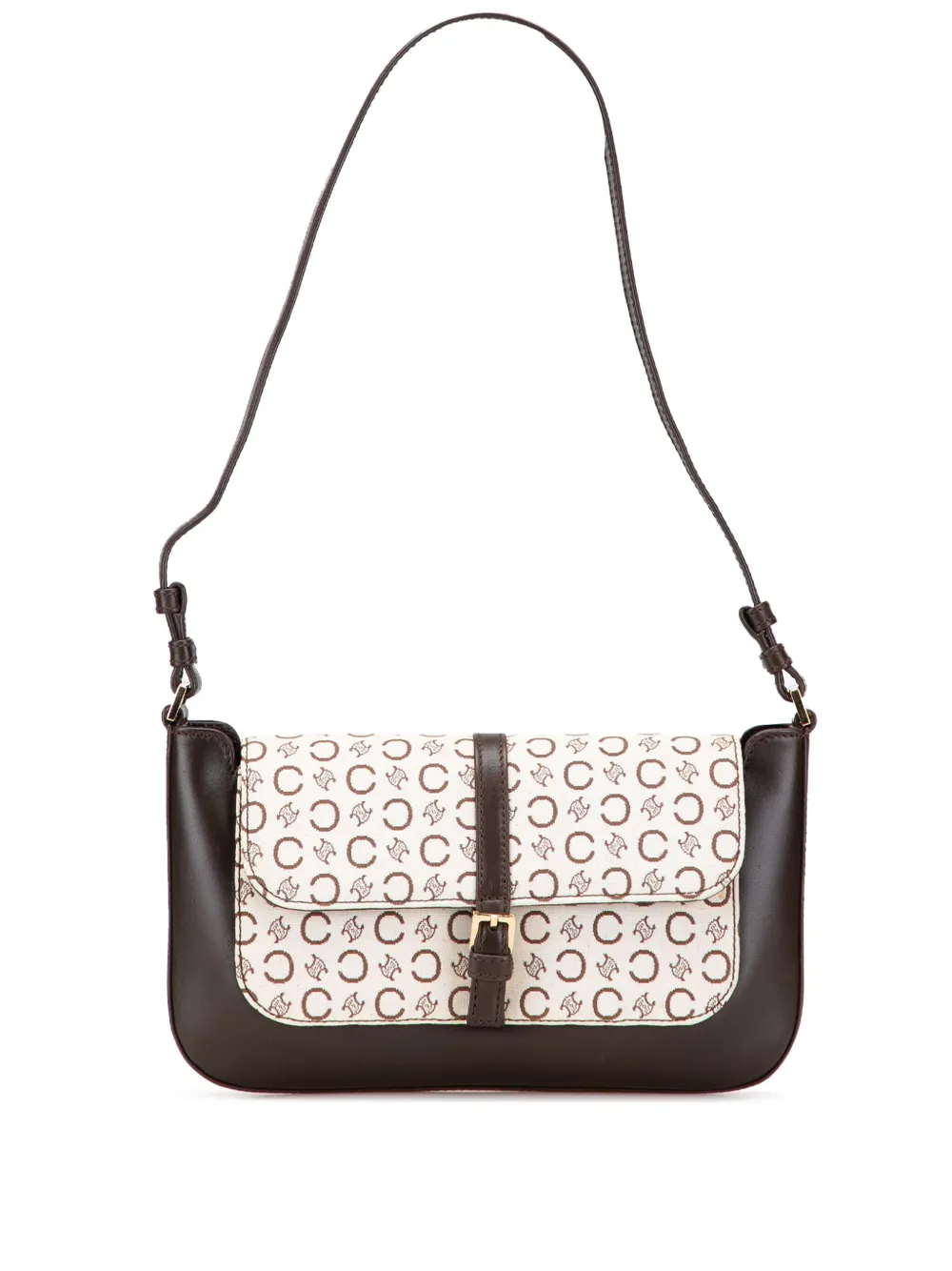 Celine Pre-Owned 2001 C Macadam Canvas and Leather shoulder bag | Brown | Image 1