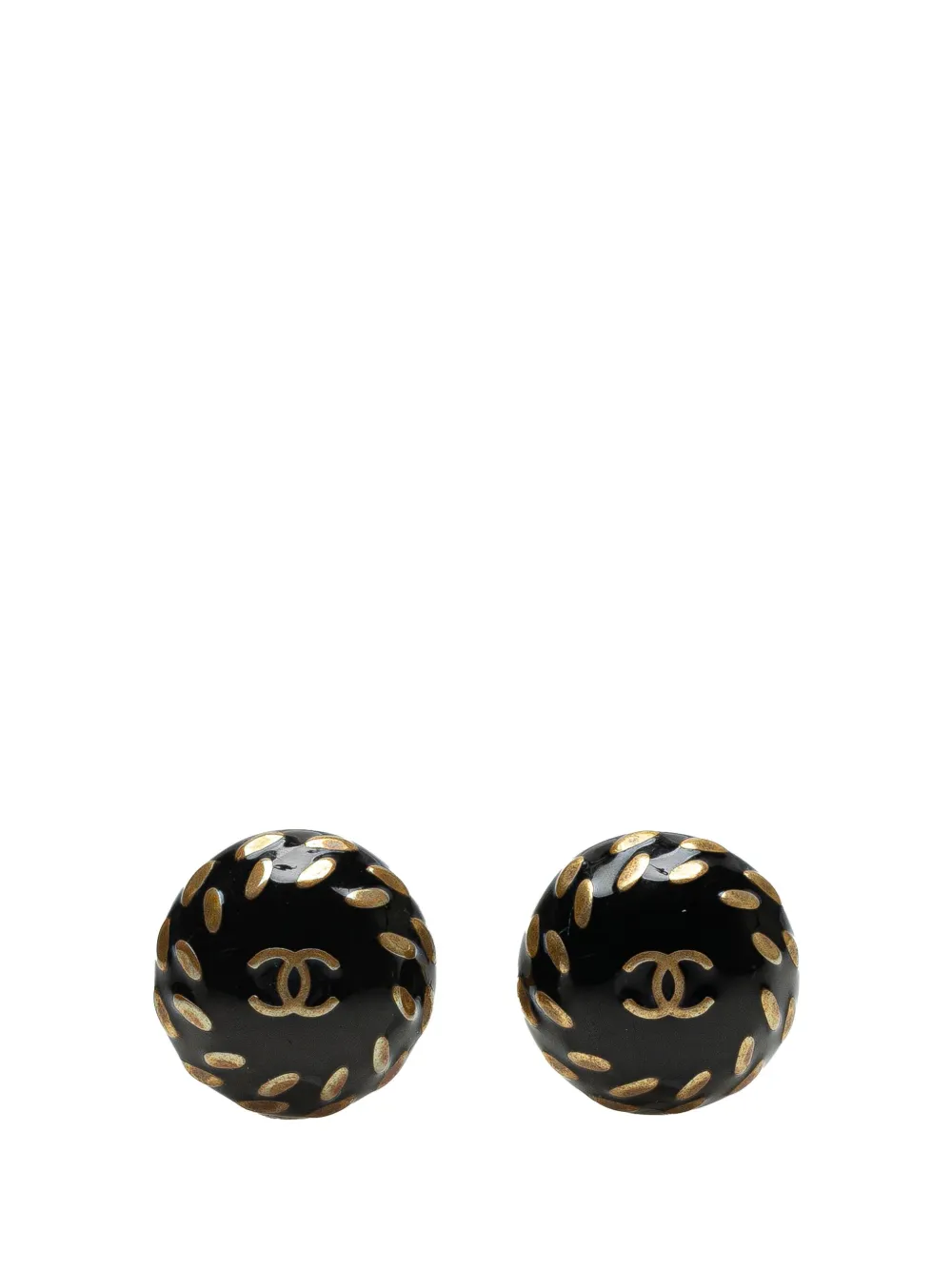 CHANEL Pre-Owned 1998 ココマーク レジン&ゴールドプレーテッド ボタン クリップオン コスチューム イヤリング - CHANEL Pre-Owned 1998 ココマーク レジン&ゴールドプレーテッド ボタン クリップオン コスチューム イヤリング -