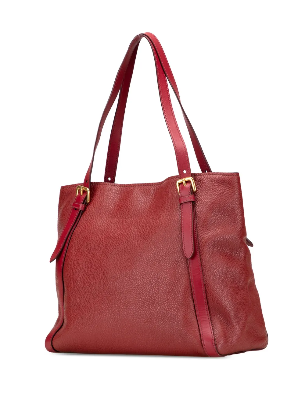 Pre-owned Prada 2000-2025 Vitello Daino Shopping Tote Bag In Red