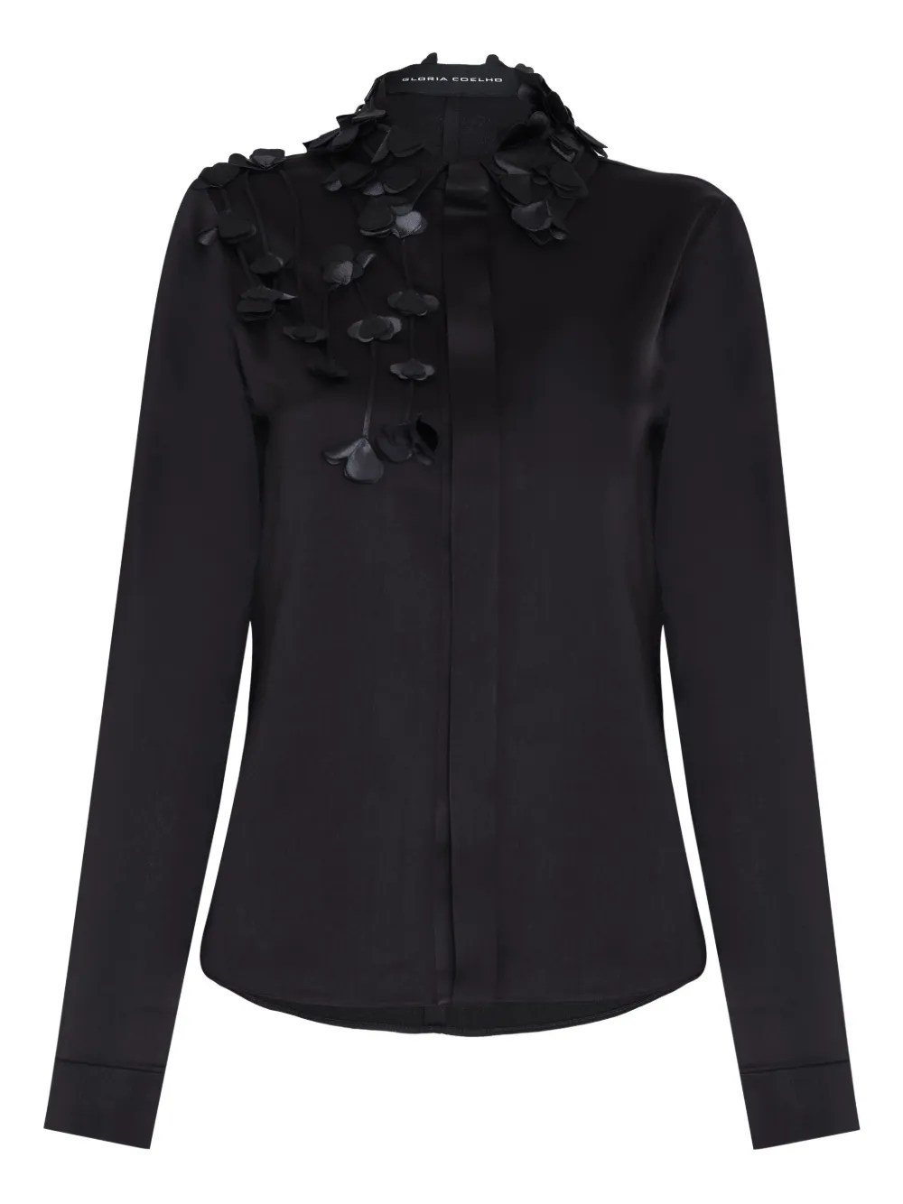 Gloria Coelho Hemd mit Blumenverzierung - Schwarz