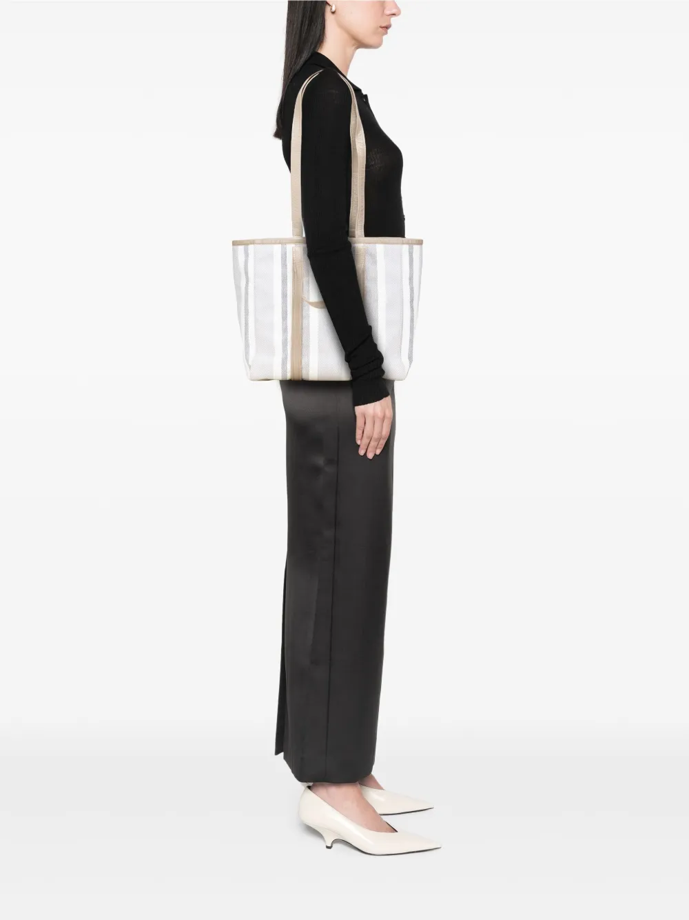Balenciaga Pre-Owned 2022 Medium Woven Calfskin Barbes East West Shopper Bag satchel | Pre-Owned | Image 2
