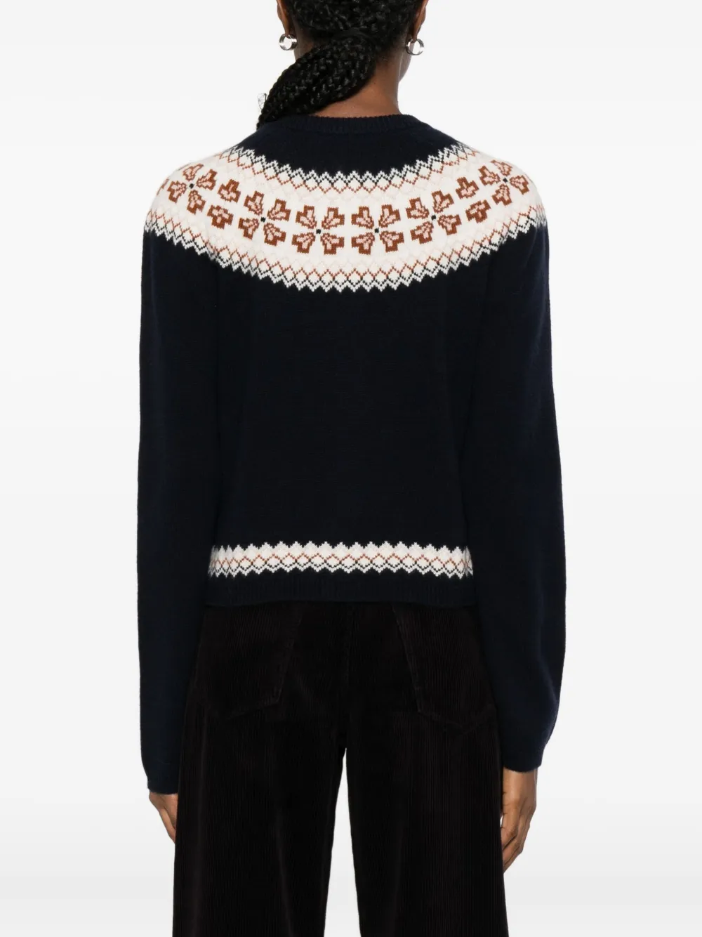 Frame The Cashmere Fair Isle Cardi Navy In Blue