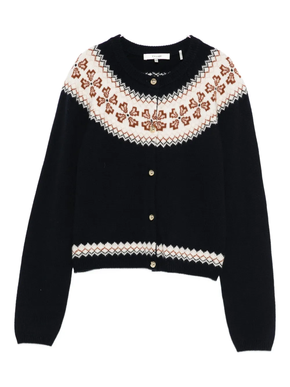 Frame Fair Isle-knit Cashmere Cardigan In Blue