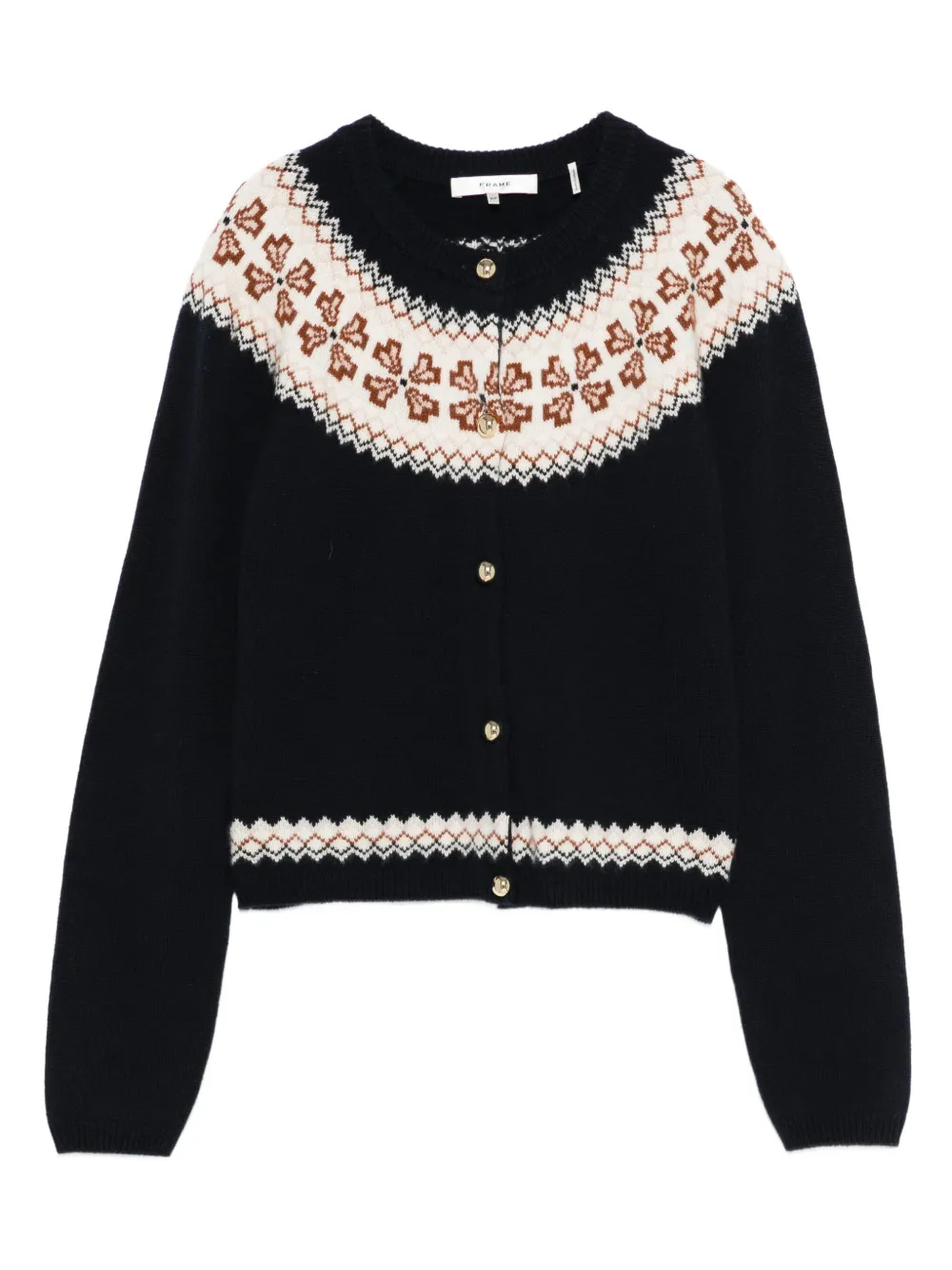 FRAME fair isle-knit cashmere cardigan - Blu