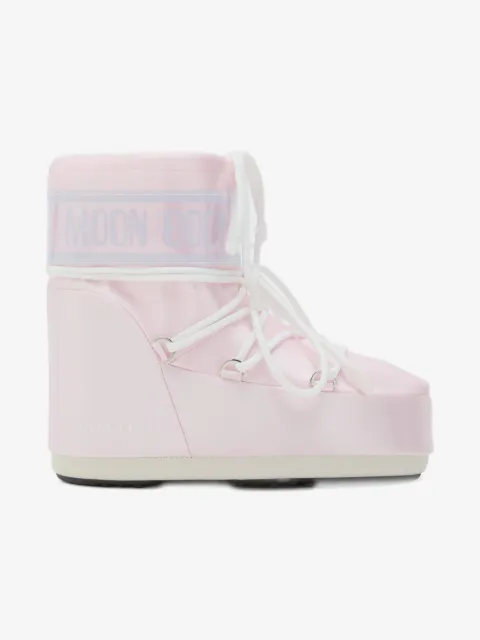 Moon Boot Kids Icon Low Rose Pearly logo lace-up boots