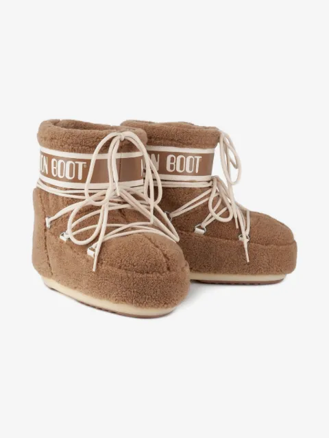 Moon Boot Kids Icon Low Camel logo lace-up boots